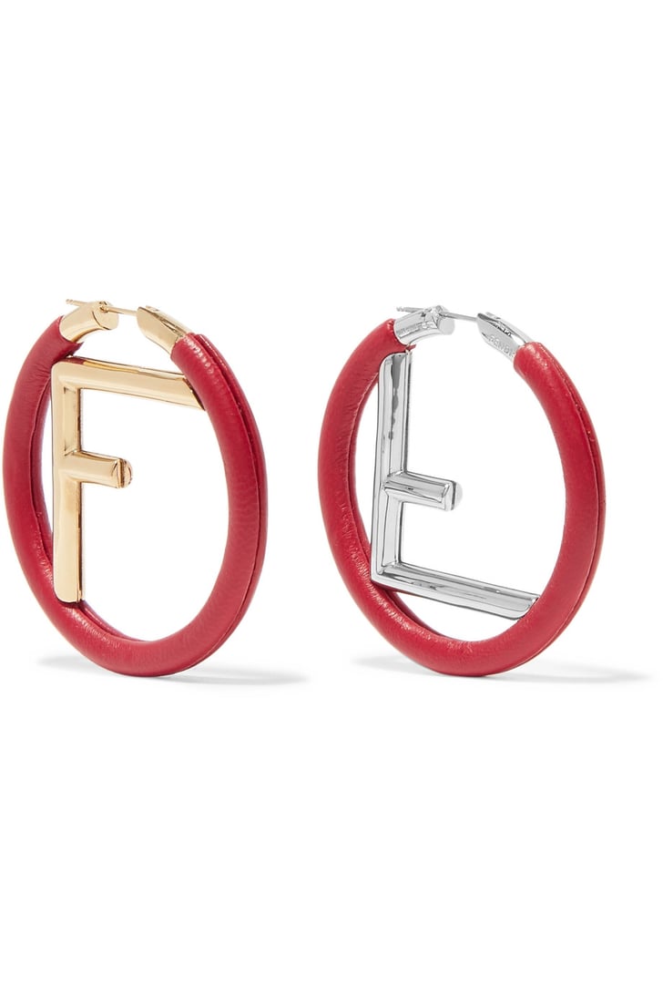 Fendi Leather Hoop Earrings
