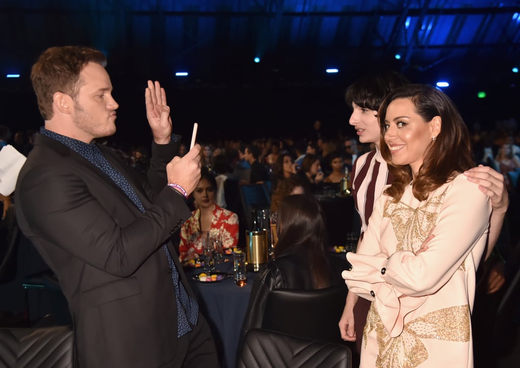 Chris Pratt, Finn Wolfhard, and Aubrey Plaza