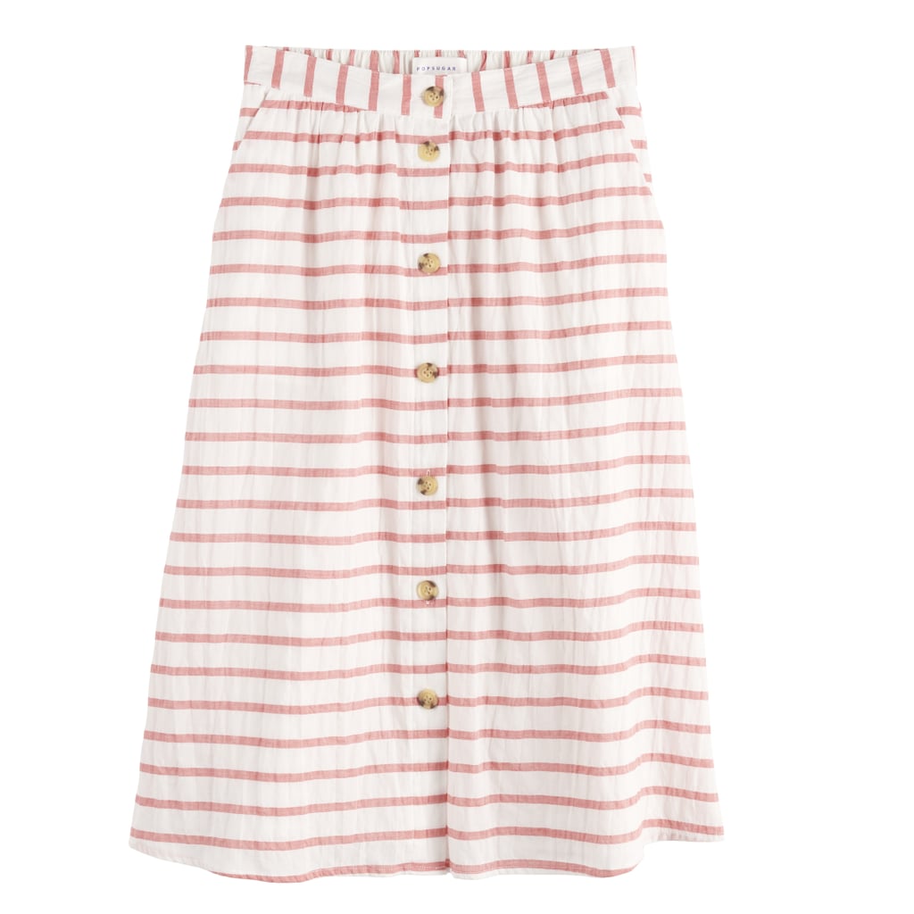 POPSUGAR Textured Button-Front Skirt