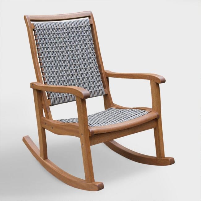 Gray All-Weather Wicker and Wood Galena Rocking Chair