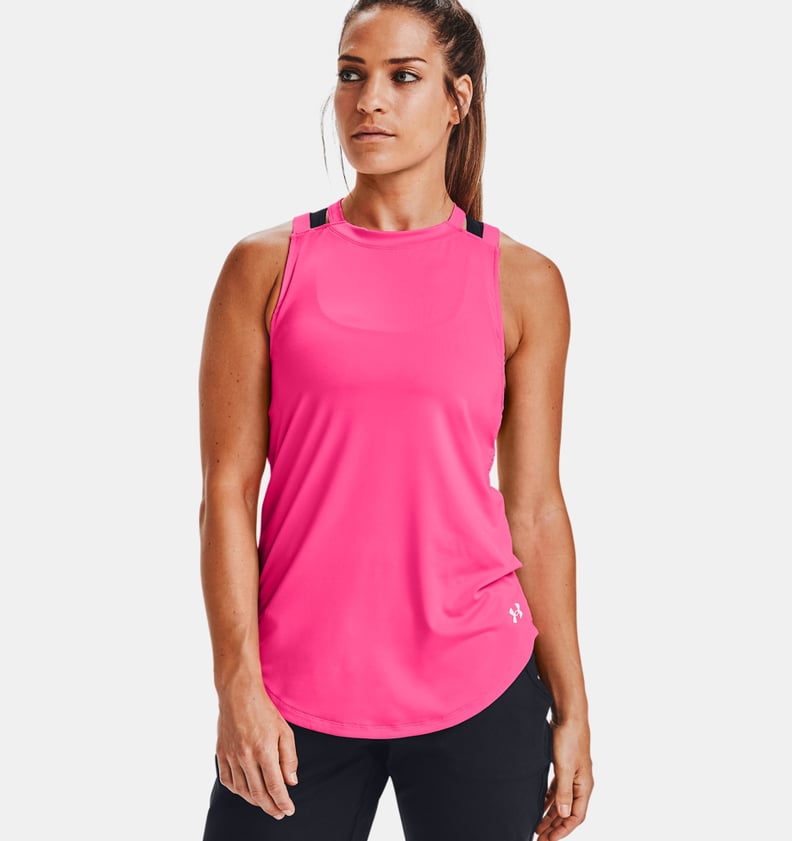 Under Armour Women's HeatGear Pink Wordmark Double Strap Tank Size