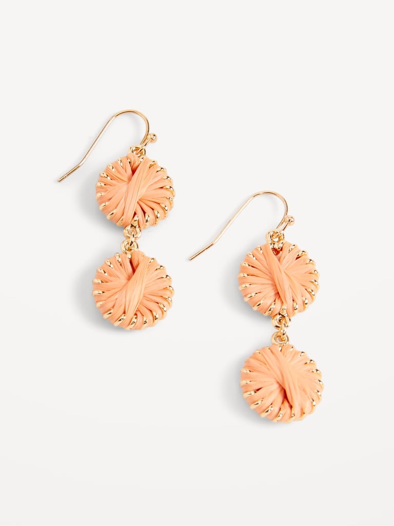Old Navy Gold-Plated Raffia-Wrapped Dangle Earrings