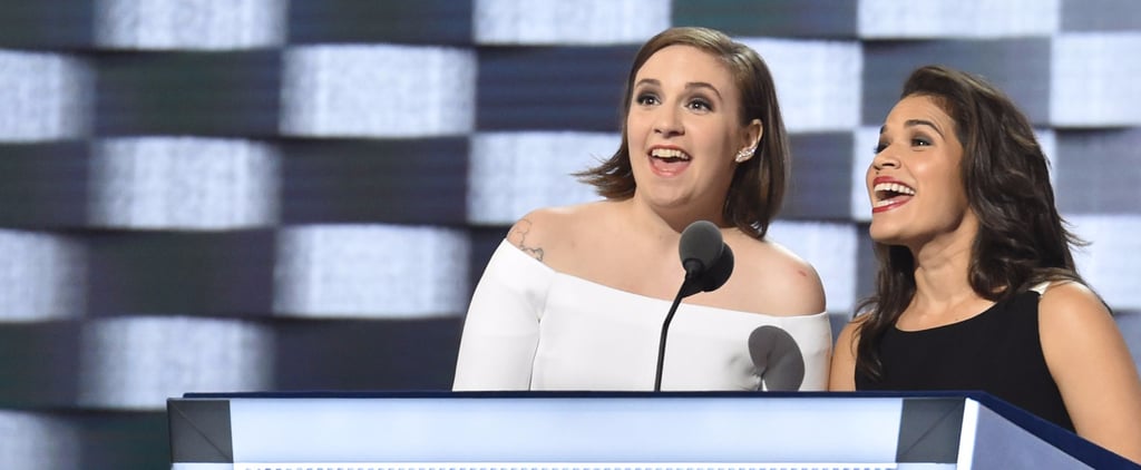 Lena Dunham and America Ferrera at the DNC 2016