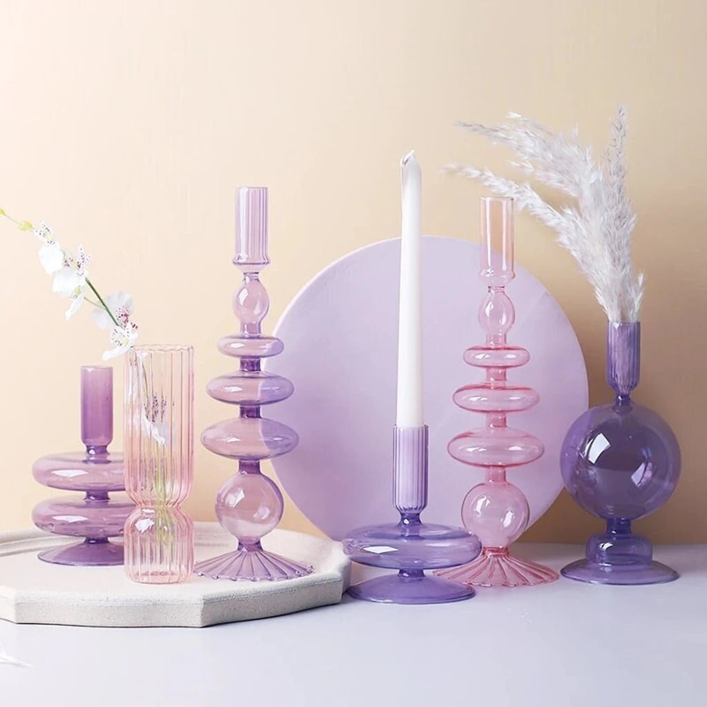 A Colourful Addition: Abstract Glass Candlestick Holders