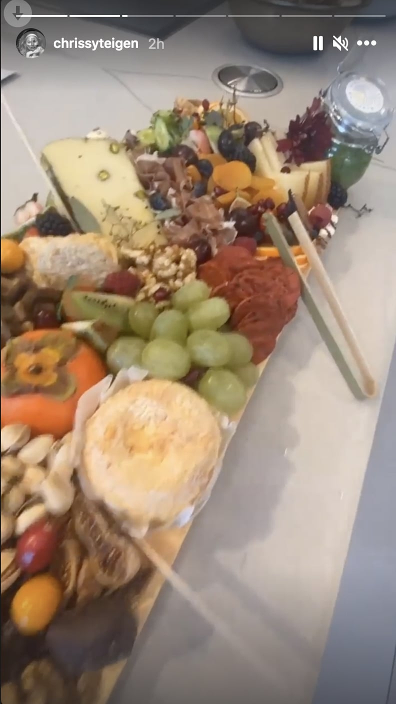 But the Board Continues With Neatly-Sliced Hard Cheese, Persimmons, Grapes, and More!