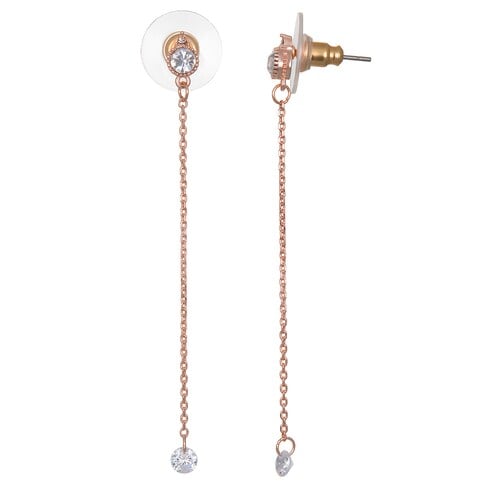 LC Lauren Conrad Rose Gold Tone Cubic Zirconia Drop Chain Earrings