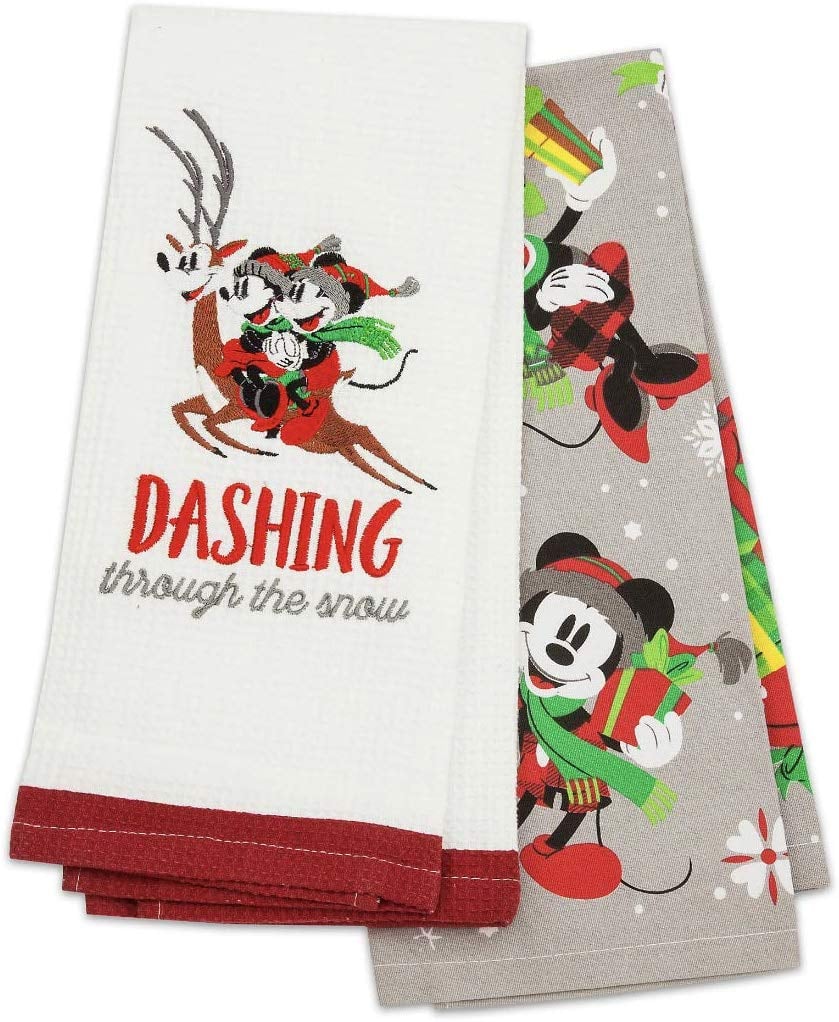 Disney Parks Mickey Mouse and Pals Christmas Holiday Kitchen Towel Set