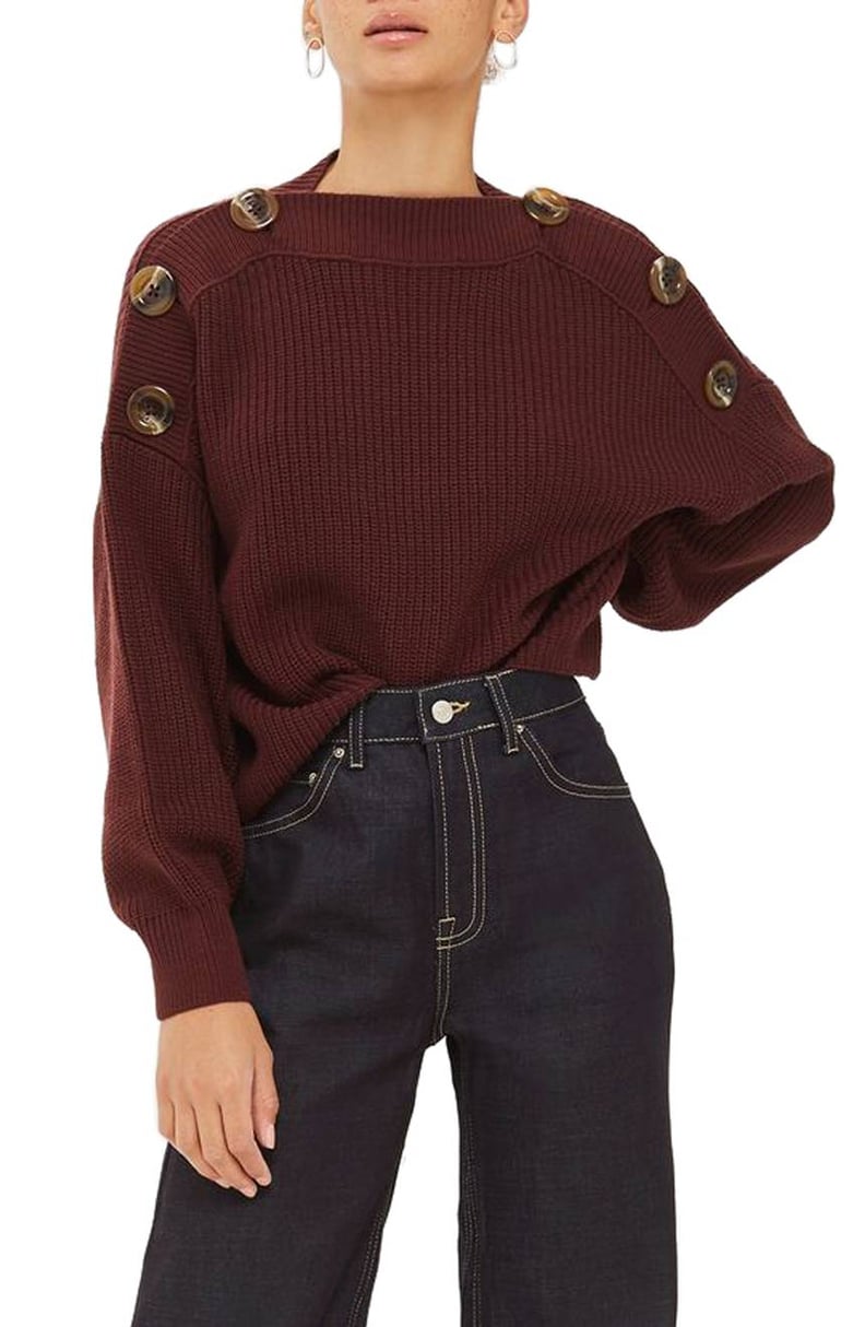 Topshop Button Slash Knit Sweater
