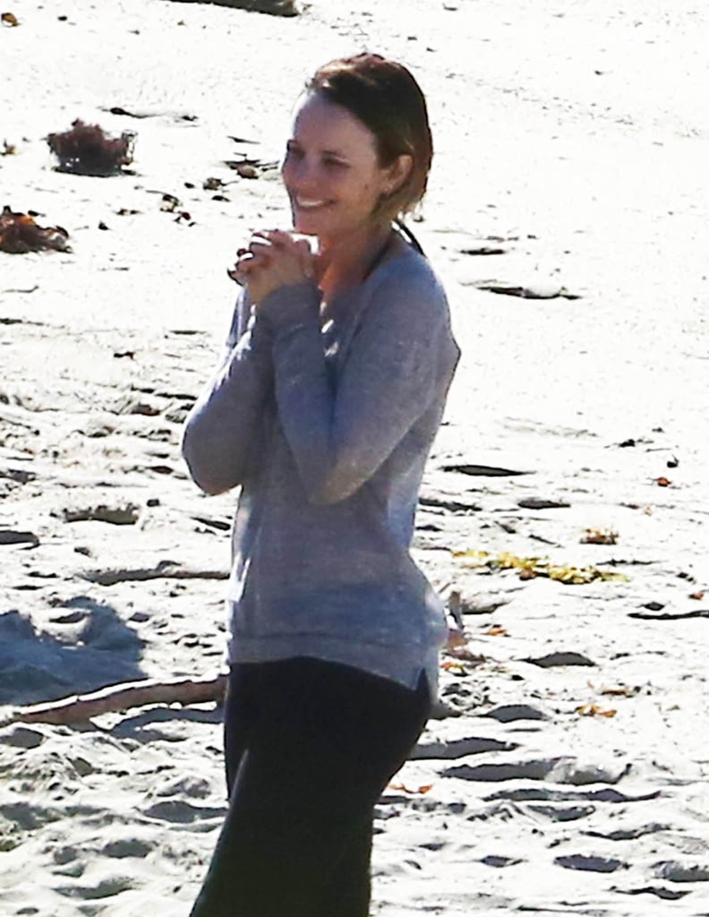 Rachel McAdams smiled on the LA set of True Detective on Tuesday.