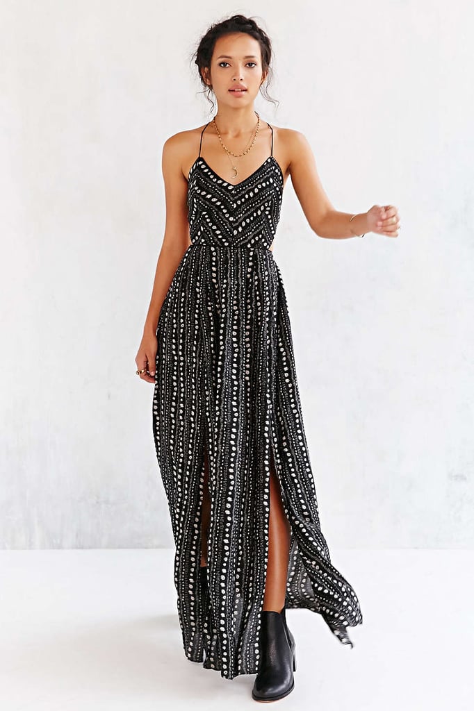 Ecote strappy black safari maxi dress ($98)
