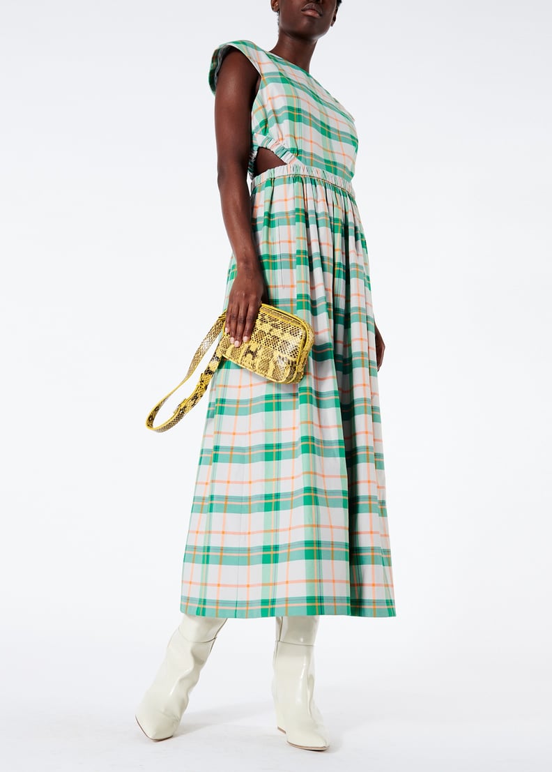 Tibi Hani Plaid Cap Sleeve Dress