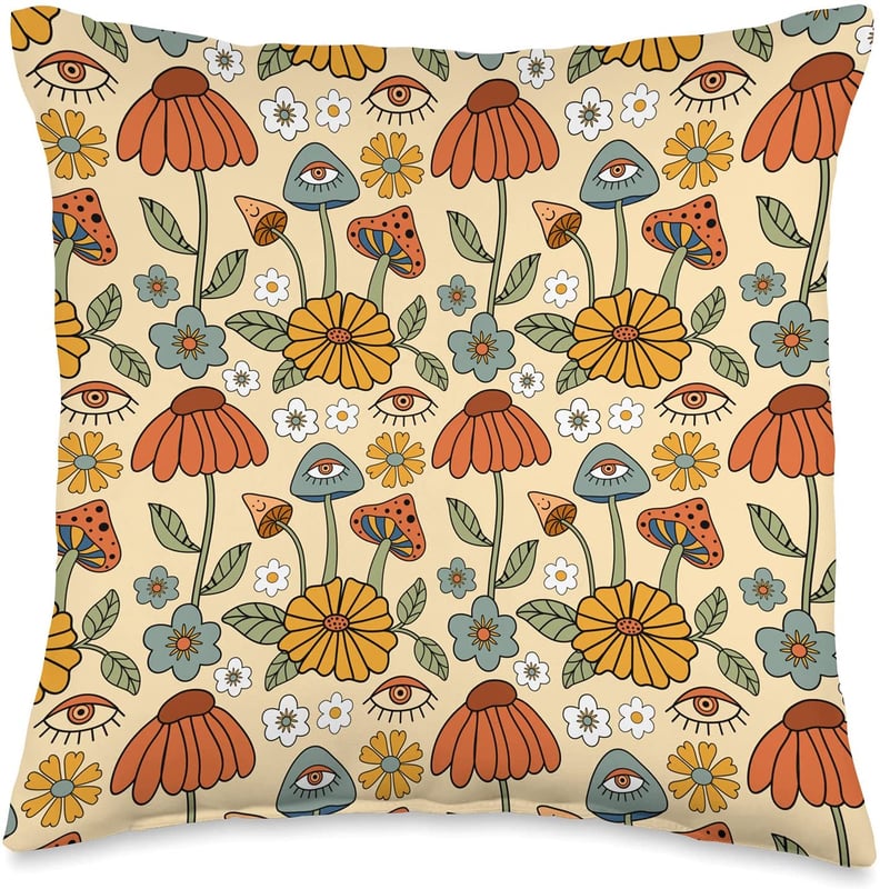 A Trippy Pillow: Mushroom Flower Hippie Throw Pillow