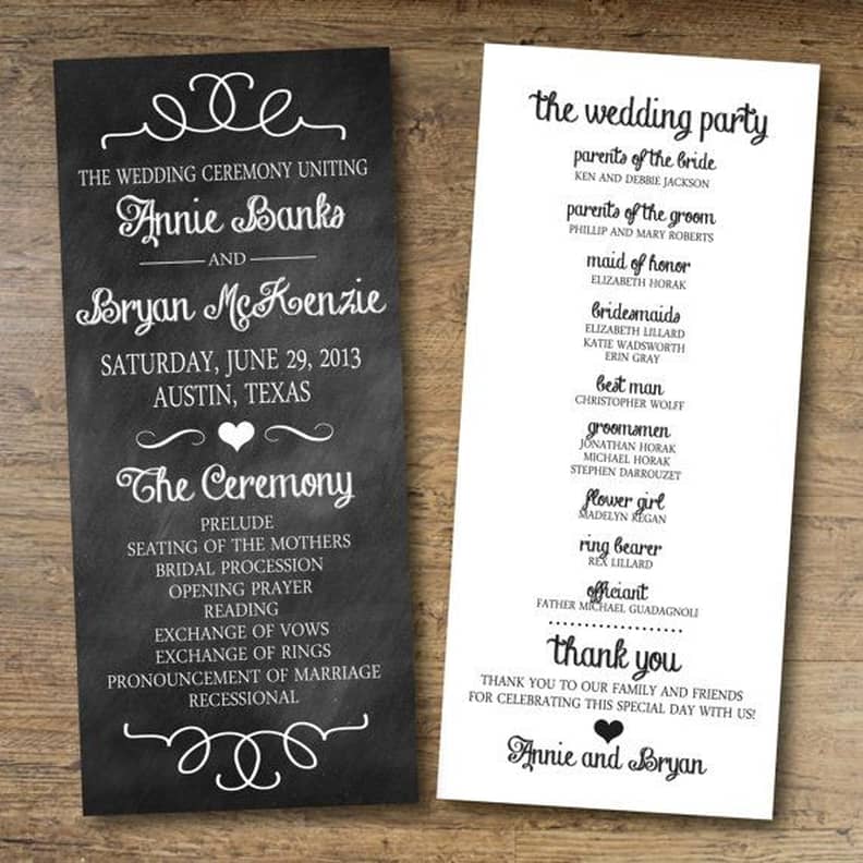 Wedding program hot sale templates