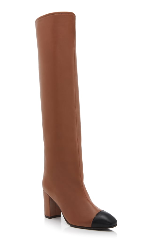 Stuart Weitzman Kimberly Leather Cap-Toe Knee Boots