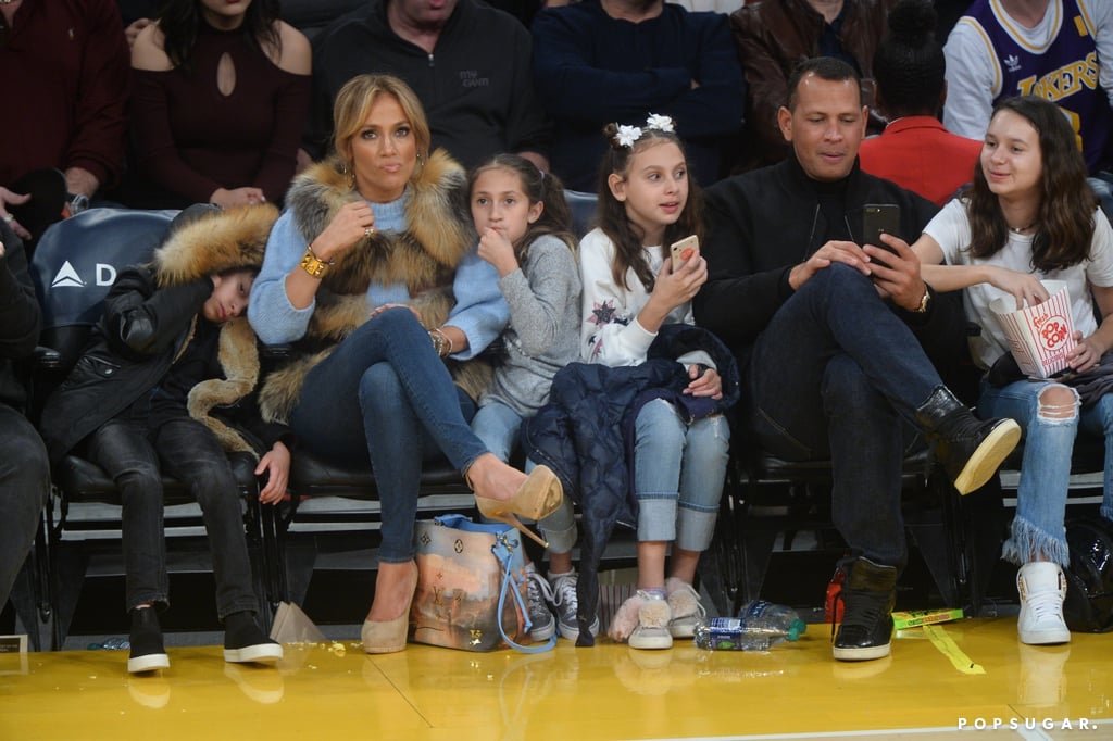 Jennifer Lopez and Alex Rodriguez at Lakers Game Jan. 2018