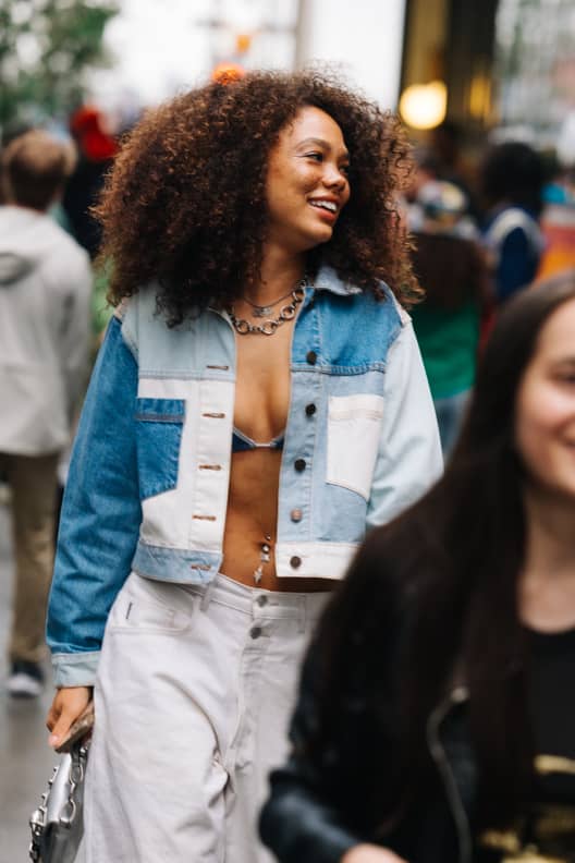 Woman in Pink Bralette and Denim Vest · Free Stock Photo
