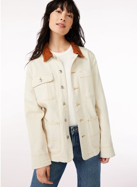 Free Assembly Women's Barn Jacket With Corduroy Collar