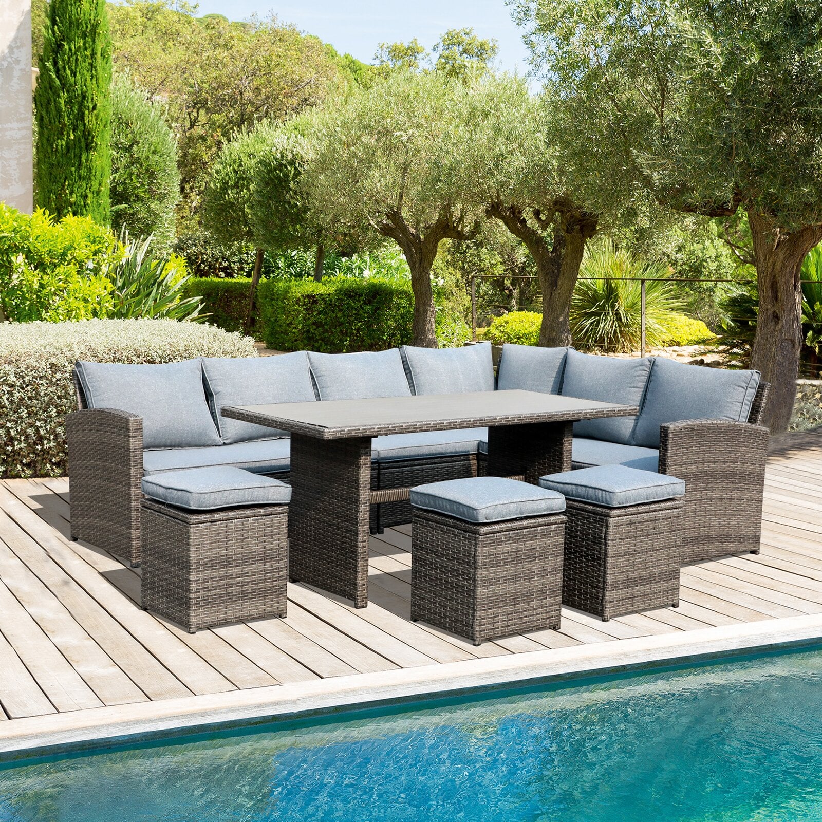 Matara rattan corner sofa 2025 dining garden furniture set