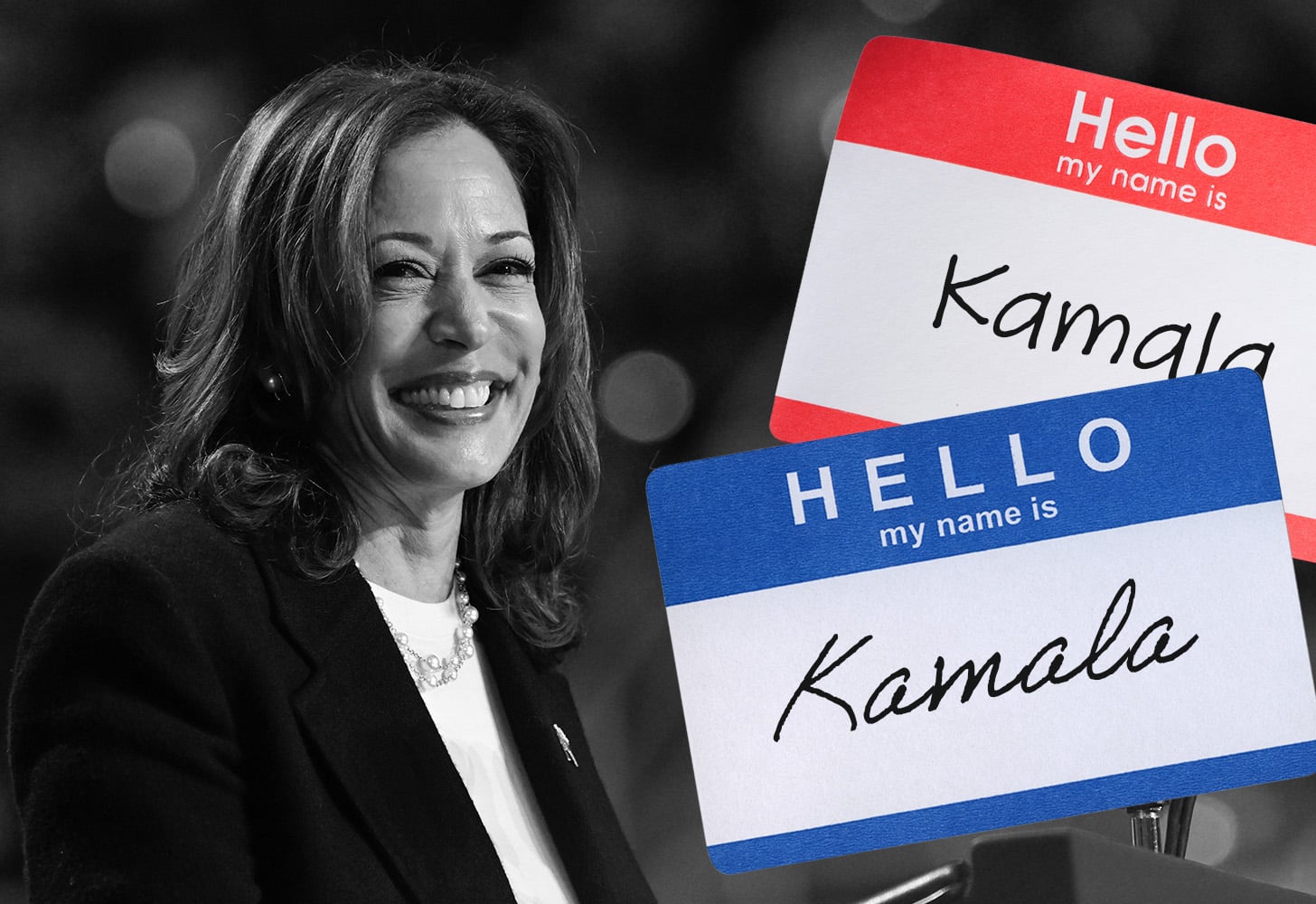 kamala harris with name tags