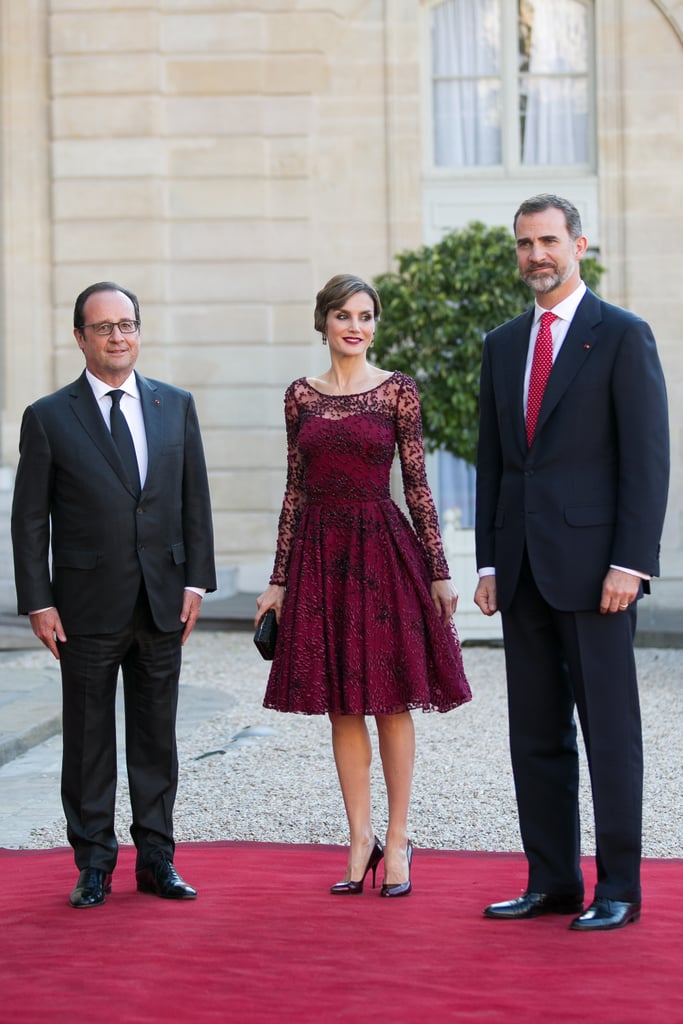 Queen Letizia Burgundy Dress