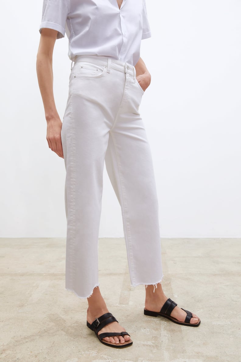 Zara ZW Premium HW Culotte Jeans in White