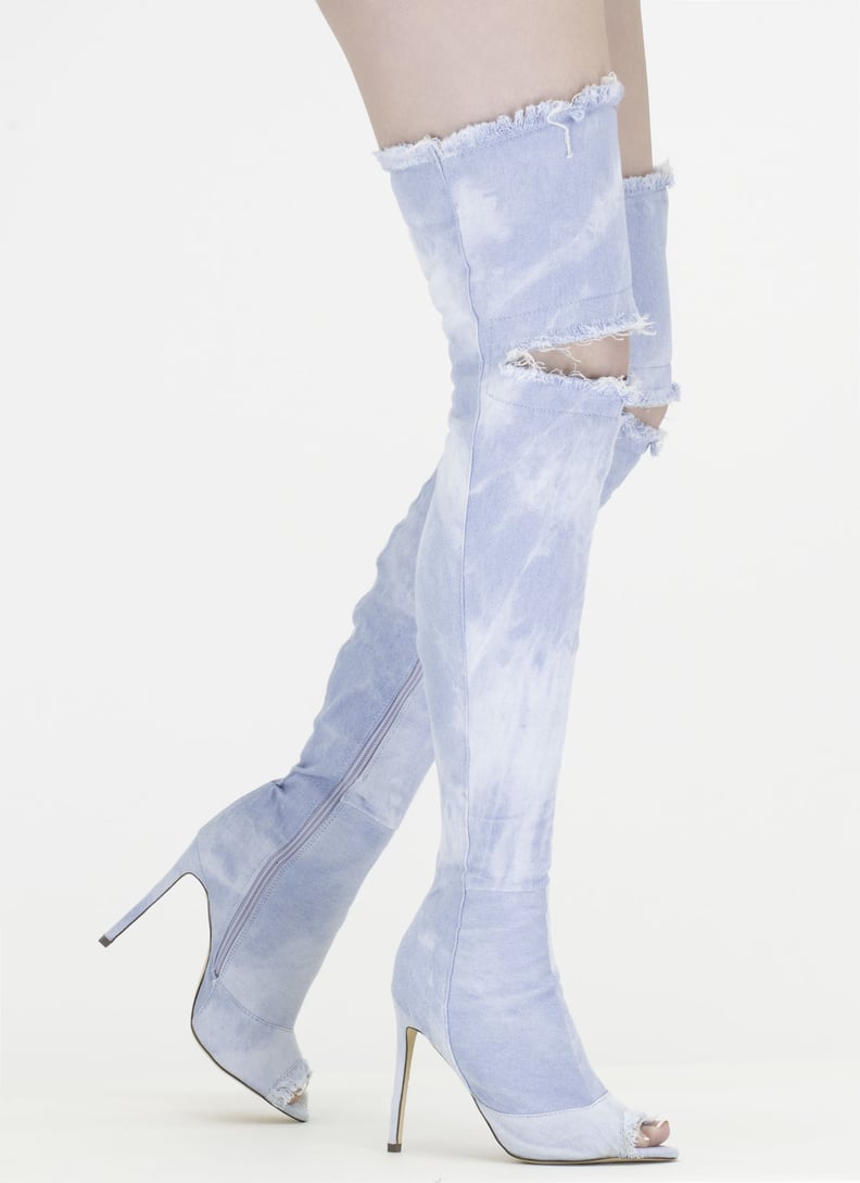 Denim thigh high on sale heels