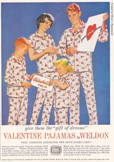 Nothing says sexy romance like V-Day PJs for the whole family!