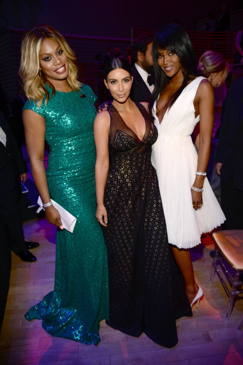 Even in a Dark Dress, Kim Stood Out Against Laverne Cox's and Naomi Campbell's Bright Looks