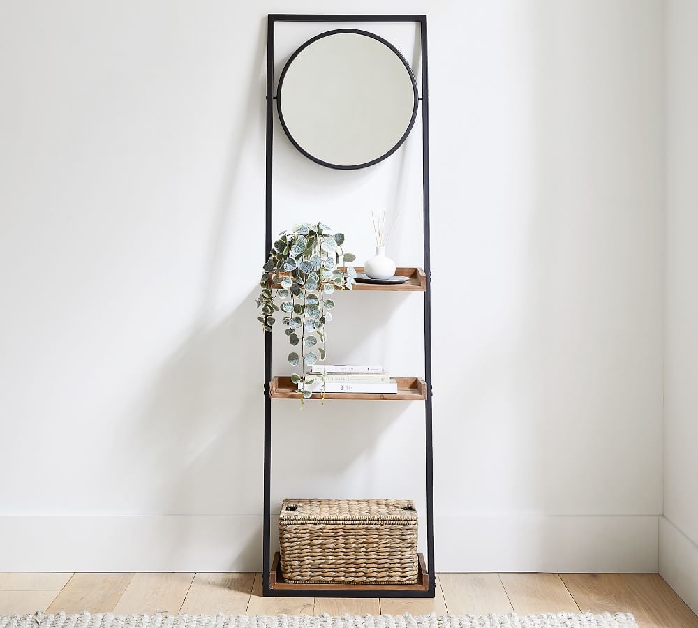 For a Narrow Space Pottery Barn Trenton Ladder Shelf With Mirror