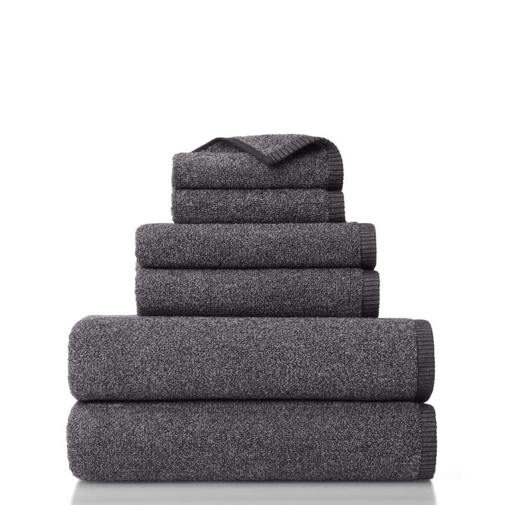 Gap Home Melange Organic Cotton 6 Piece Bath Towel Set Charcoal
