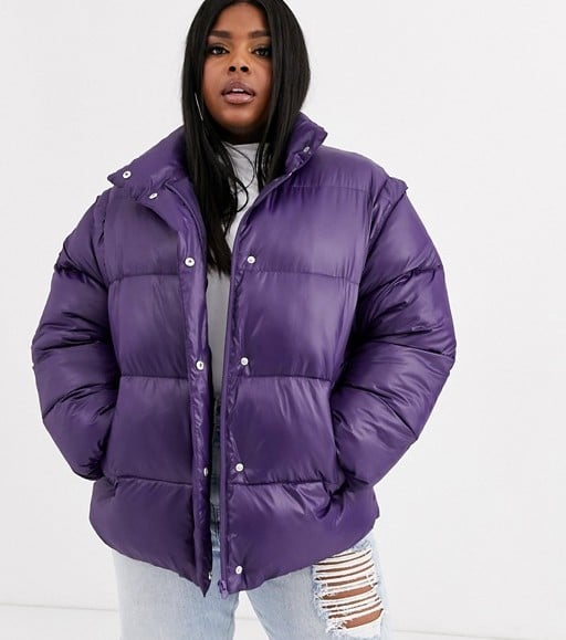 Asos Design Curve Puffer Jacket With Detachable Sleeves