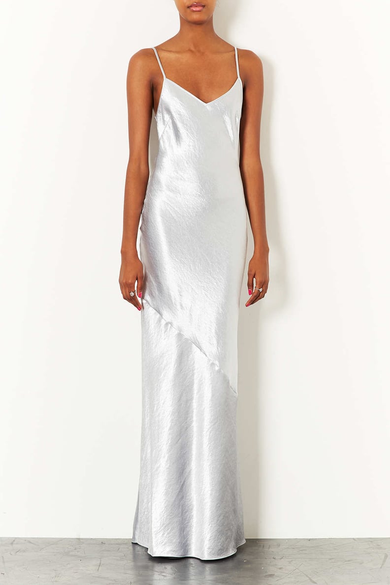 Topshop Metallic Silver Maxi Dress