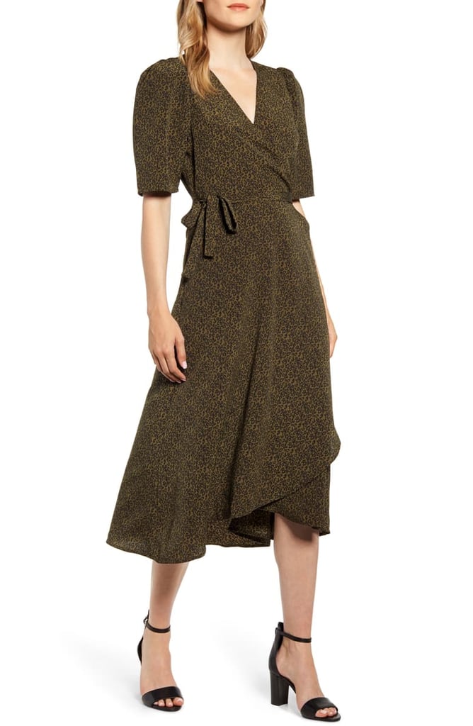 Bobeau Liv Puff-Sleeve Wrap Dress