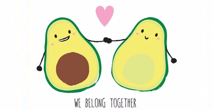 Printable avocado heart valentine's day card funny Avocado Valentine's Day Cards | POPSUGAR Food