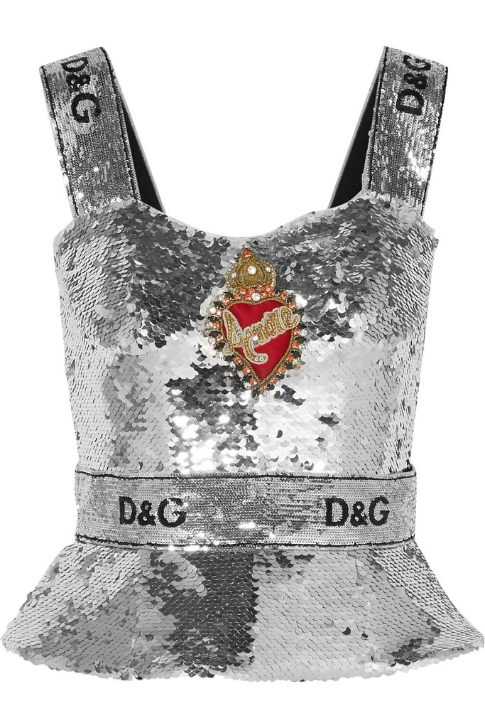 Dolce & Gabbana Sequined Tulle Bustier Top