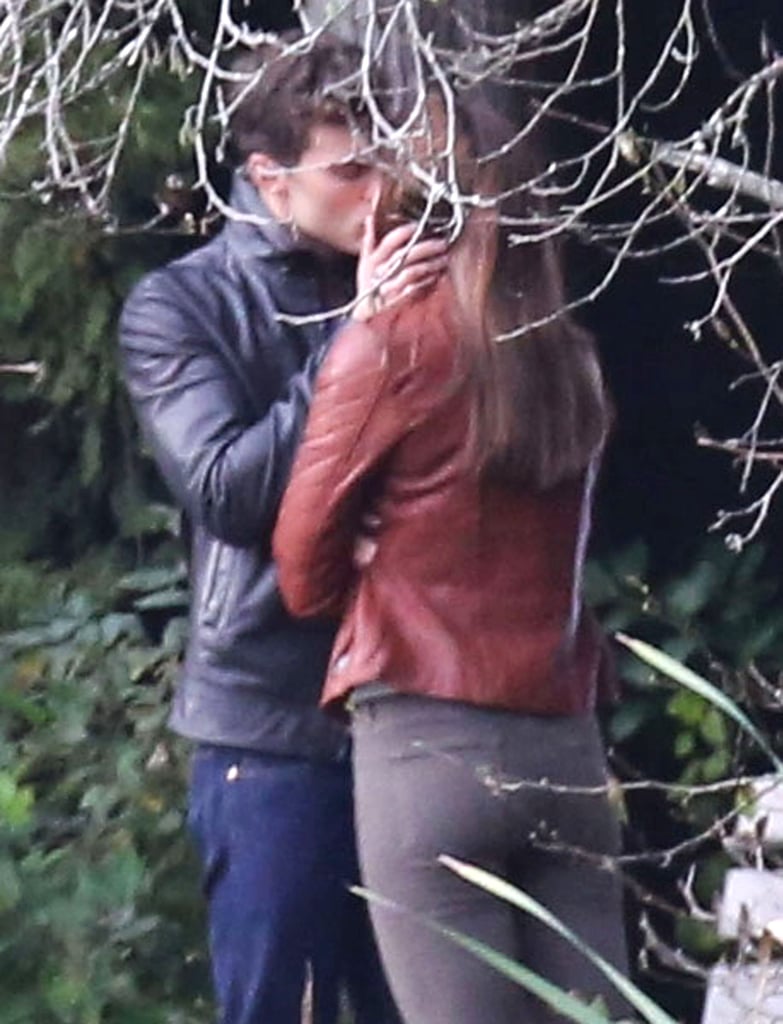 Jamie Dornan and Dakota Johnson shared a passionate kiss while reshooting scenes for Fifty Shades of Grey in Vancouver on Tuesday.