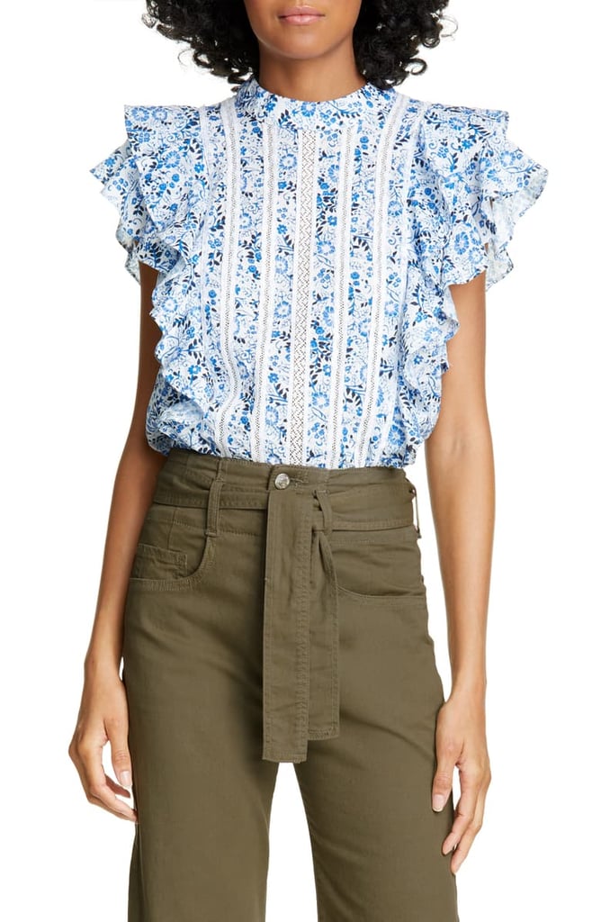 Veronica Beard Sol Floral Ruffle Top