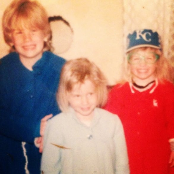 "#tbt to when we were always posed in front of the cat house my Mom built. #takeprideinthingsyoubuild #welookliketheorphansinAnnie #imonthefarleft"