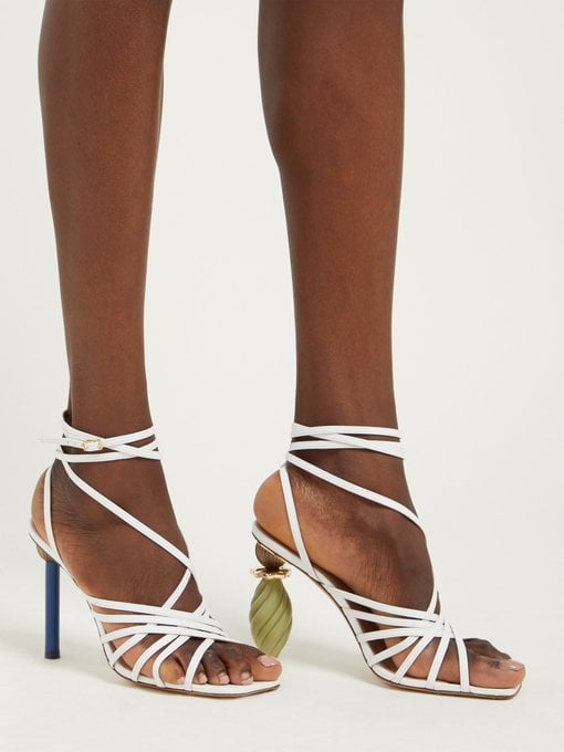 Jacquemus Pisa Mismatched-Heel Suede Sandals