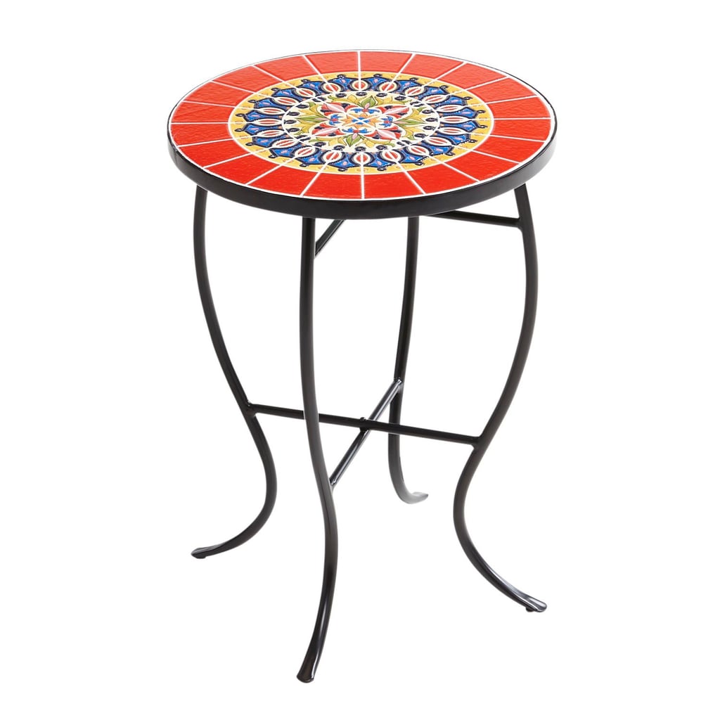 Red Multicolor Mosaic Accent Table