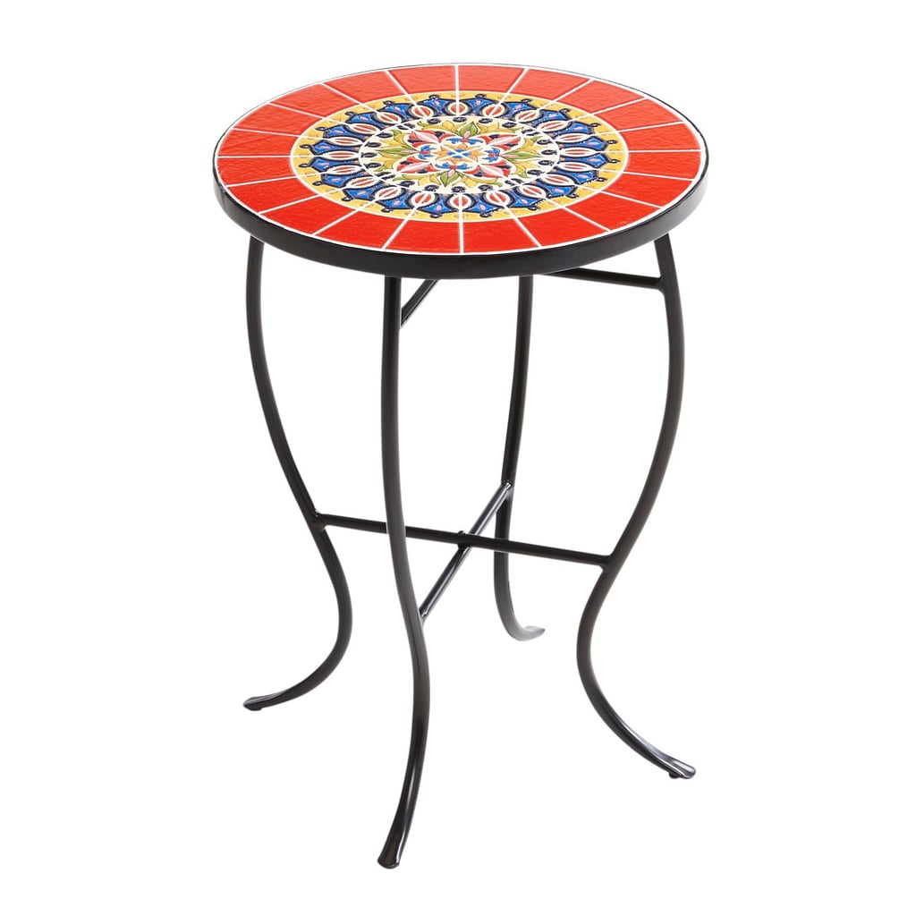 Red Multicolour Mosaic Accent Table