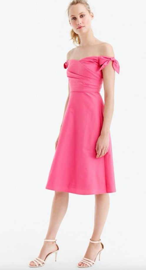 For something that's feminine and sweet, buy this J.Crew Off-the-Shoulder Strapless Dress With Ties in Faille ($168).