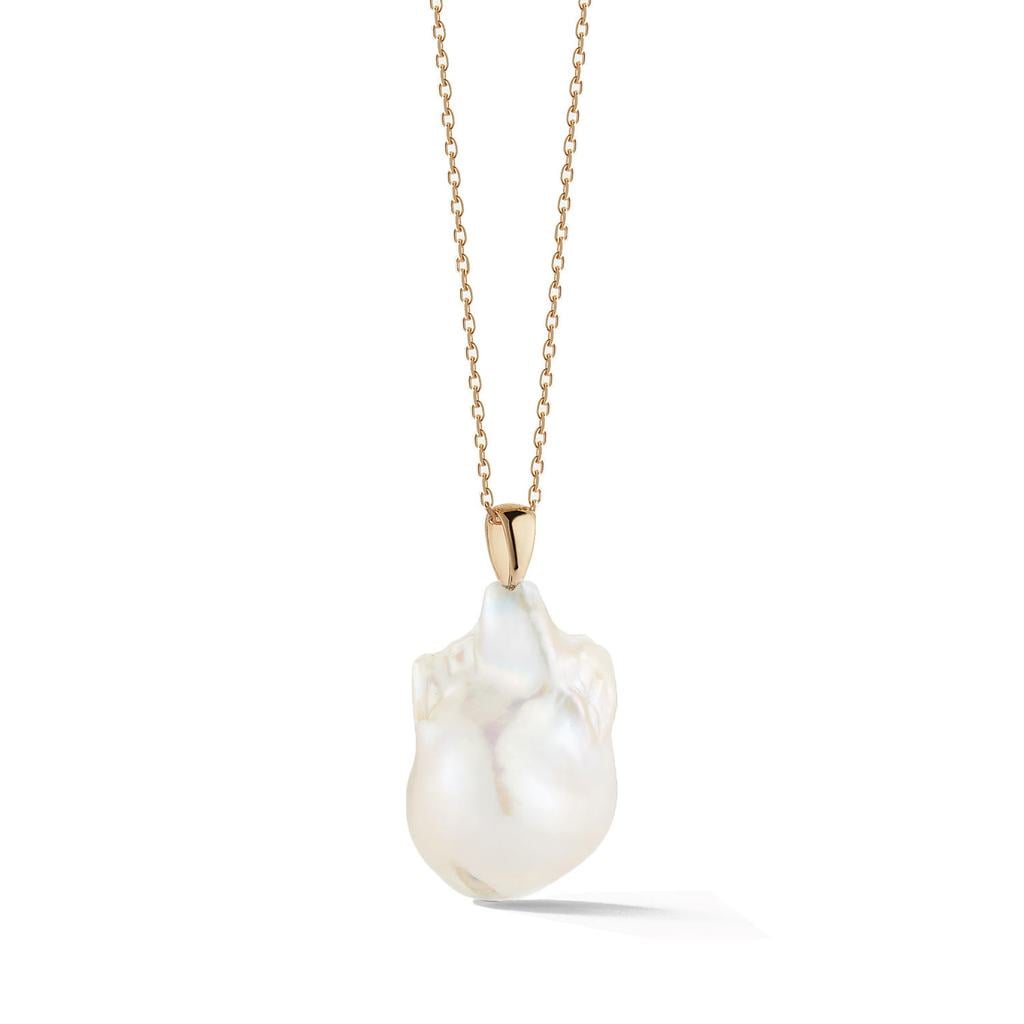 "Even when I'm dressed down, I also mix in special pieces of jewelry. I find natural elements like a single baroque pearl to be very calming, hence this Mateo New York 14kt Gold Baroque Pearl Necklace ($450)."