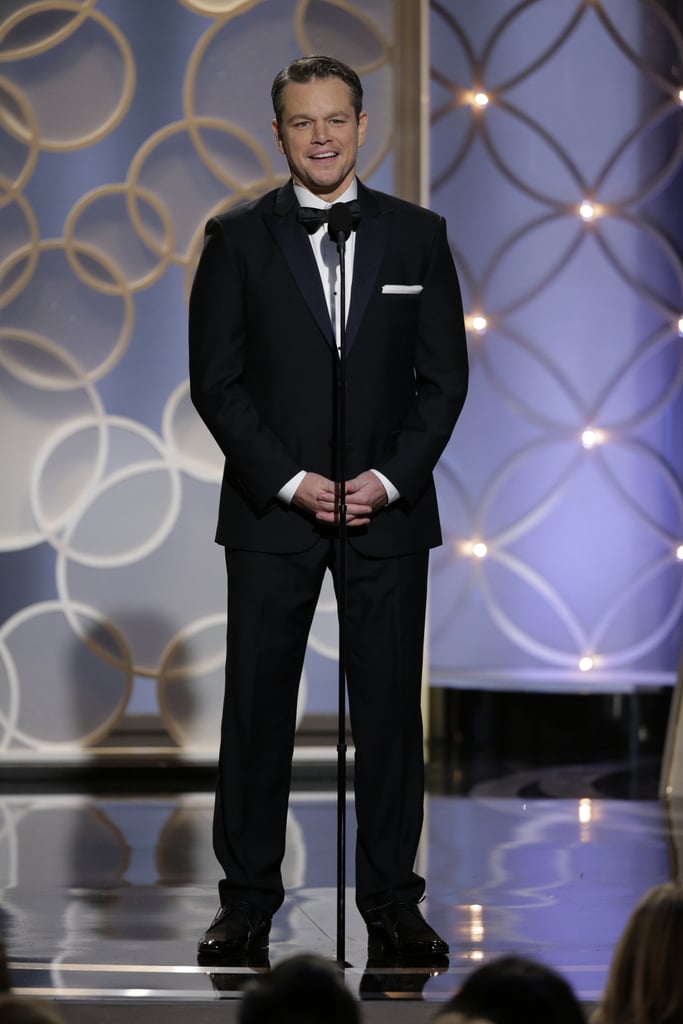"Matt, don't take this the wrong way, but tonight you're basically a garbage person." — Amy on how Damon isn't the most famous person in the room. "Matt, don't take this the wrong way, but tonight you're basically a garbage person." — Amy on how Damon isn't the most famous person in the room.