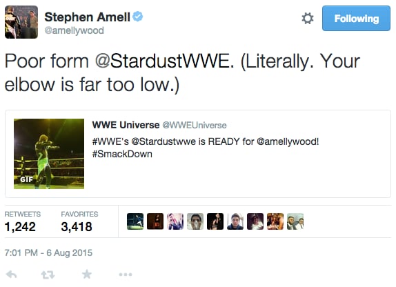 Then, Stephen Amell then commented on his "poor form."