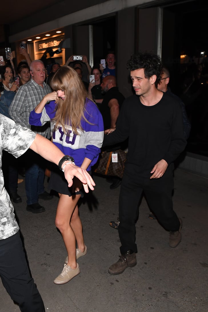Taylor Swift's NYU Sweatshirt and Miniskirt With Matty Healy