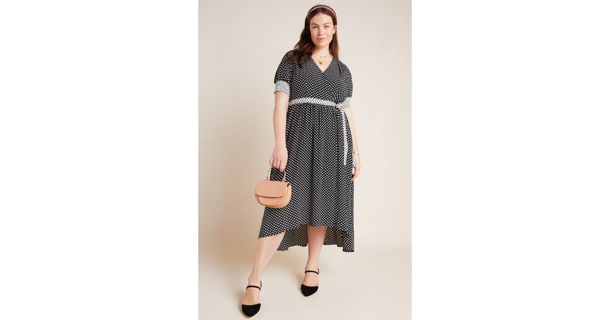 Breanna polka dot wrap clearance dress