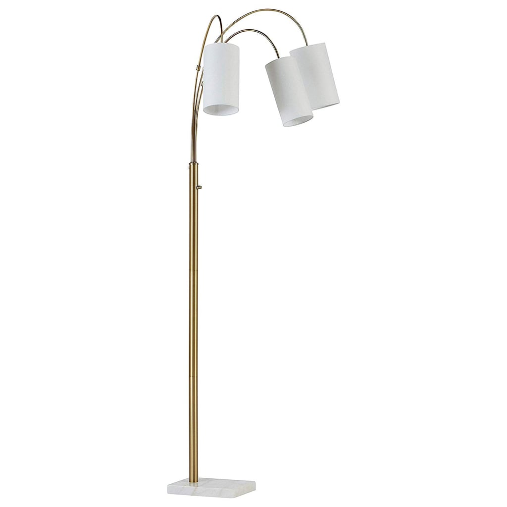 Rivet 3-Light Marble and Brass Arc Floor Lamp