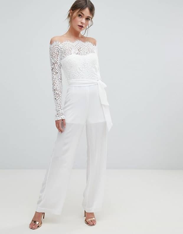 Milani White Long Sleeve Lace Crochet Jumpsuit – Emprada