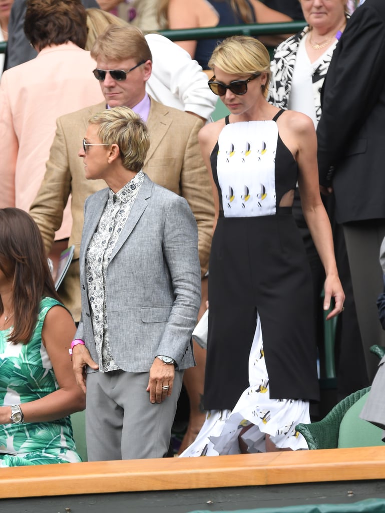 Ellen DeGeneres and Portia de Rossi at Wimbledon July 2016